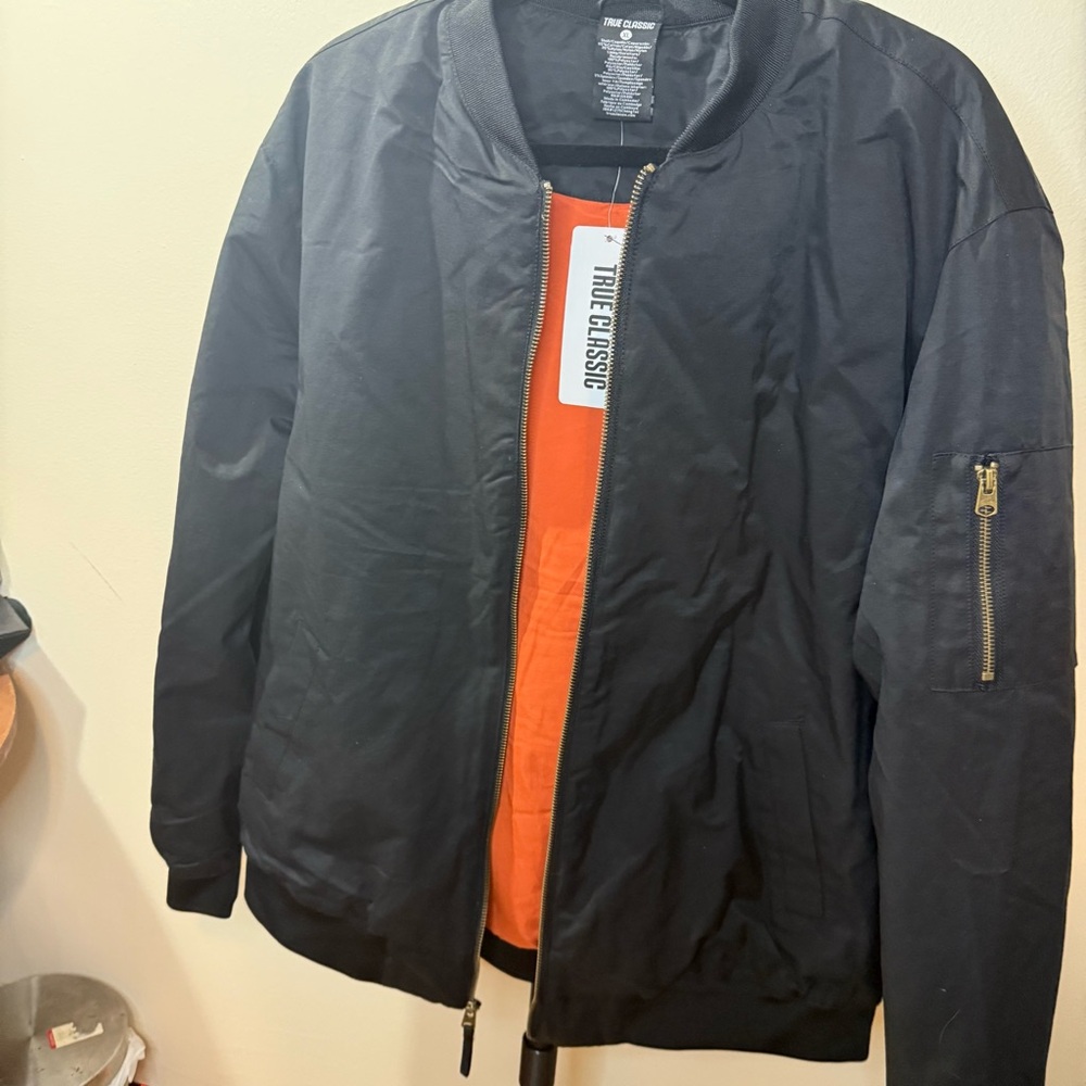 True Classic Men's Black Bomber Jacket - Picture 6 of 15